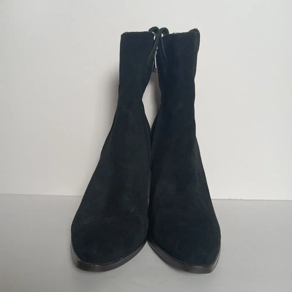 Sam Edelman Agnes Black Suede Western Boots Leather Upper Pointed Toe Womens 10M